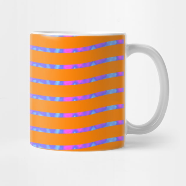 Wavy Lines Rainbow on Orange by ArtticArlo